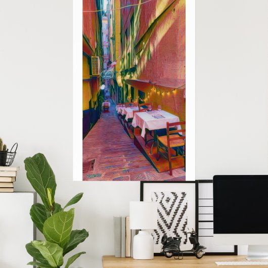 Romantisch Italiaans straat 2 Poster (Thuiskantoor)