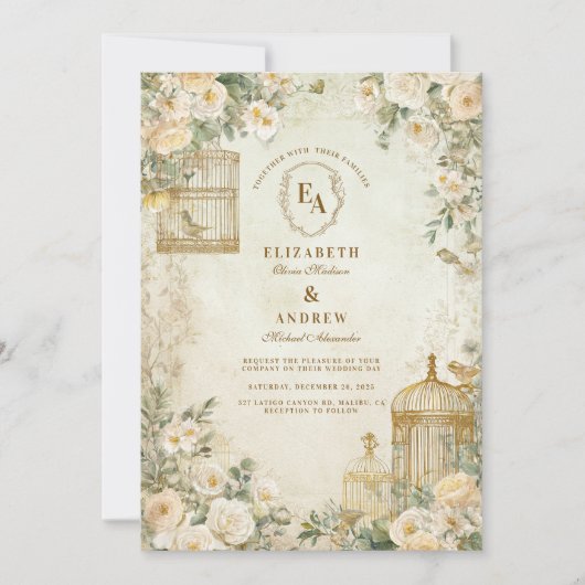 Romantisch Ivoor Floral Garden Party Kaart (Voorkant)