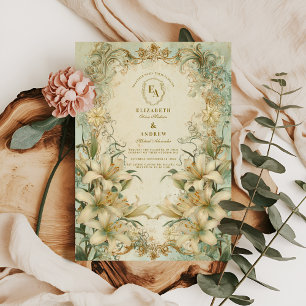 Romantisch Ivoor Lily Vintage bruiloft Kaart