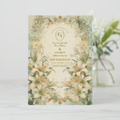 Romantisch Ivoor Lily Vintage bruiloft Kaart (Staand voorkant)