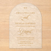 Romantisch ivoor monogram bloemenbruiloft acryl uitnodigingen (Voorkant)