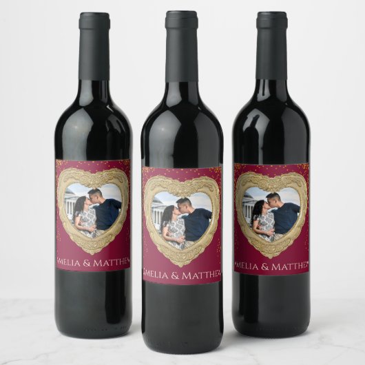 Romantisch Jubileum, Verloving, Bruiloft, Liefde Wijn Etiket (Flessen)