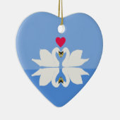 Romantisch jubileum Zwaan Hart Keramiek Ornament (Rechts)