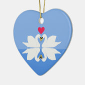 Romantisch jubileum Zwaan Hart Keramiek Ornament (Links)