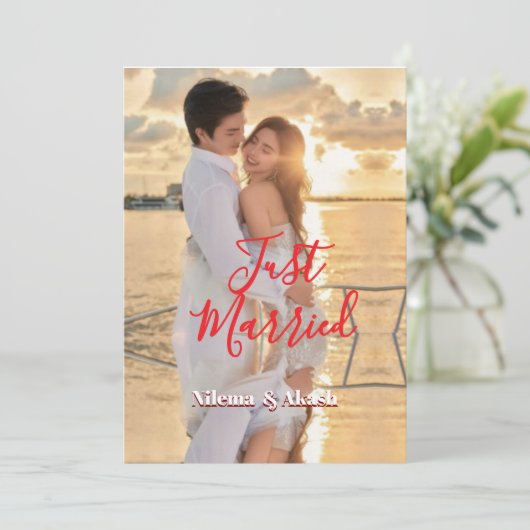 Romantisch "Just Married" Sunset Paar Gepersonalis (Staand voorkant)