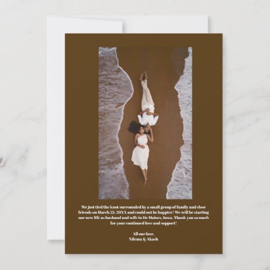 Romantisch "Just Married" Sunset Paar Gepersonalis (Achterkant)