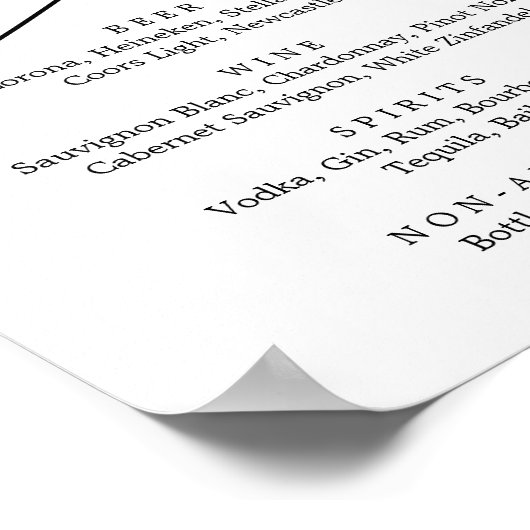 Romantisch kalligrafie drankkaart bord poster (Hoek)