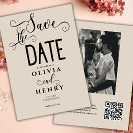 Romantisch kalligrafie schrift foto QR-code  Save The Date