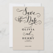 Romantisch kalligrafie schrift foto QR-code Save The Date (Voorkant)