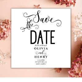 Romantisch kalligrafischrift zwart en wit save the date