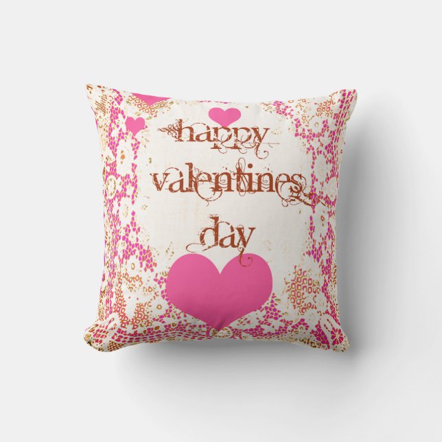 Romantisch kant roze valentijnsdag kussen (Voorkant)
