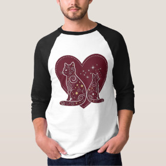 Romantisch kat-hart ontwerp t-shirt