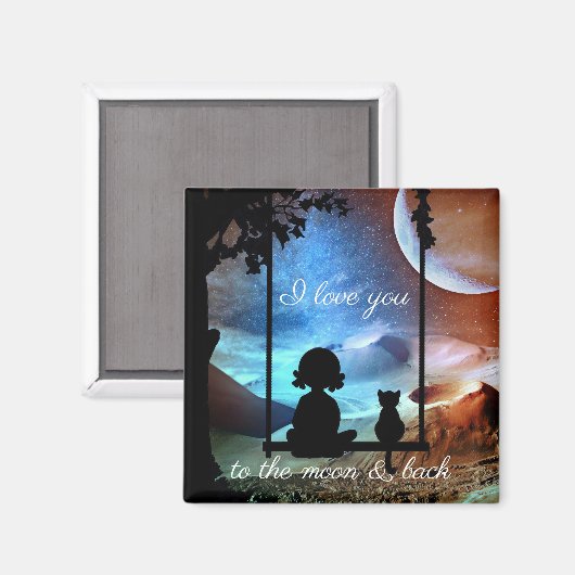Romantisch Kat Moonlight Love Magnet (Voorkant / Achterkant)