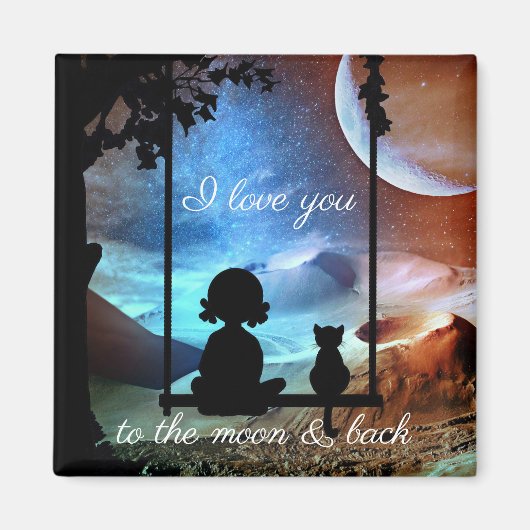 Romantisch Kat Moonlight Love Magnet (Voorkant)