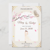 Romantisch Kersenbloesem & Vlinder Frame Kaart (Voorkant)