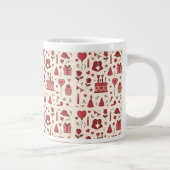 Romantisch Kerst Doodlepatroon Grote Koffiekop (Rechts)