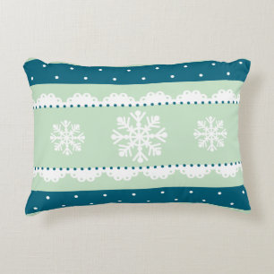 Romantisch kerstmannetje White Snowflakes Pattern Accent Kussen