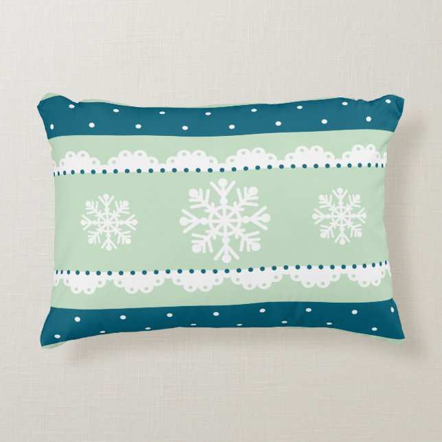Romantisch kerstmannetje White Snowflakes Pattern Accent Kussen (Voorkant)