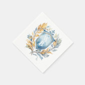 Romantisch Klassiek Blauw Monogram Crest Bruiloft Servet (Hoek)
