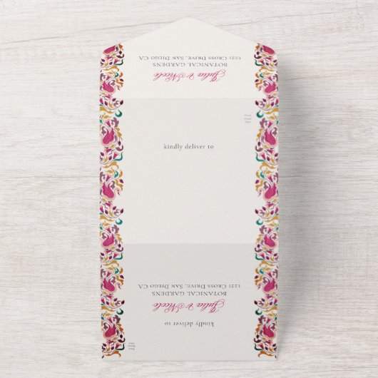 Romantisch Klassiek Pearl Swan Floral Lijst bruilo All In One Uitnodiging (Buitenkant)