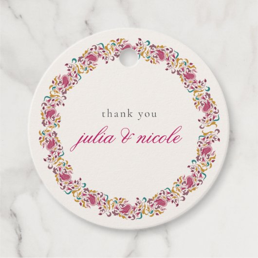Romantisch Klassiek Pearl Swan Floral Lijst bruilo Bedankjes Labels (Voorkant)