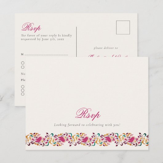 Romantisch Klassiek Pearl Swan Floral Lijst bruilo Briefkaart (Voorkant / Achterkant)