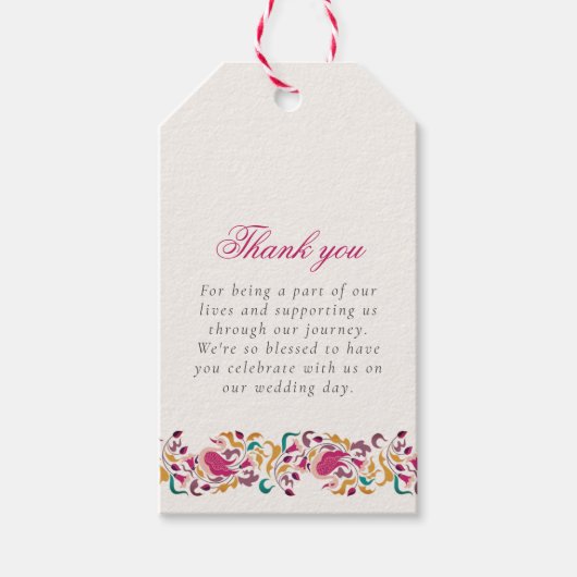 Romantisch Klassiek Pearl Swan Floral Lijst bruilo Cadeaulabel (Voorkant)