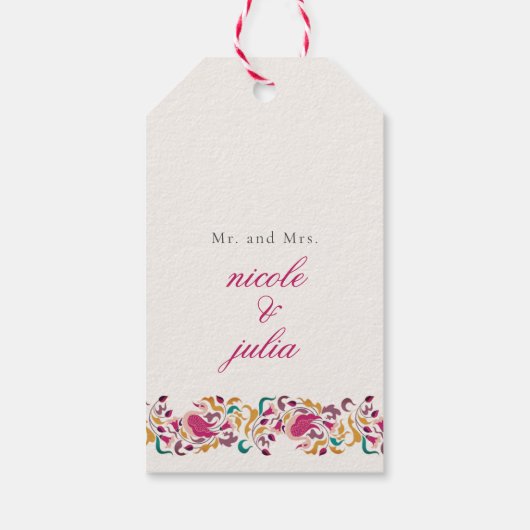 Romantisch Klassiek Pearl Swan Floral Lijst bruilo Cadeaulabel (Achterkant)