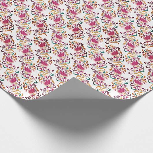 Romantisch Klassiek Pearl Swan Floral Lijst bruilo Cadeaupapier (Hoek)