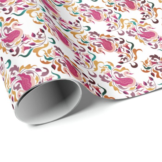 Romantisch Klassiek Pearl Swan Floral Lijst bruilo Cadeaupapier (Rol Hoek)