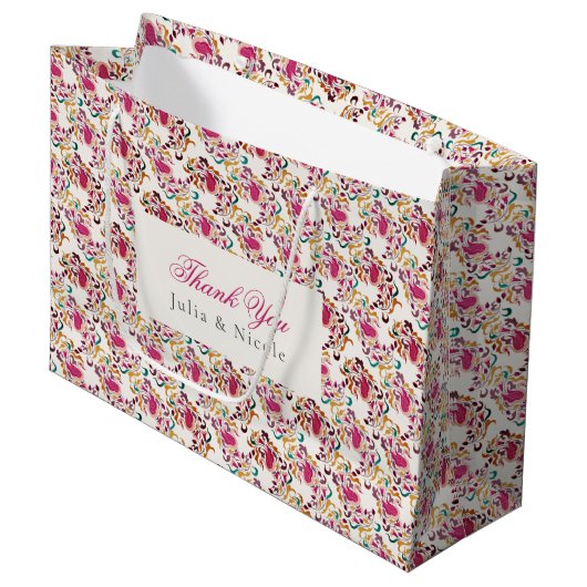 Romantisch Klassiek Pearl Swan Floral Lijst bruilo Groot Cadeauzakje (Voorkant Gekanteld)