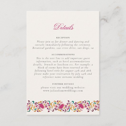 Romantisch Klassiek Pearl Swan Floral Lijst bruilo Informatiekaartje (Voorkant)