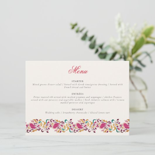 Romantisch Klassiek Pearl Swan Floral Lijst bruilo Menu (Staand voorkant)