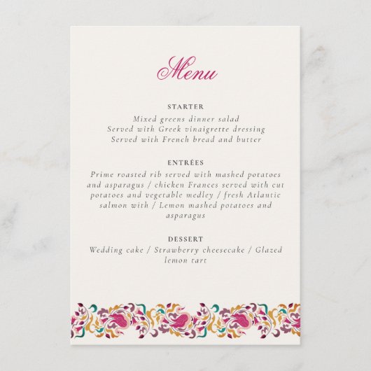 Romantisch Klassiek Pearl Swan Floral Lijst bruilo Menu (Voorkant)