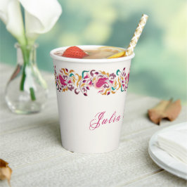 Romantisch Klassiek Pearl Swan Floral Lijst bruilo Papieren Bekers