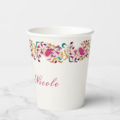 Romantisch Klassiek Pearl Swan Floral Lijst bruilo Papieren Bekers (Achterkant)