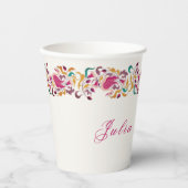 Romantisch Klassiek Pearl Swan Floral Lijst bruilo Papieren Bekers (Voorkant)