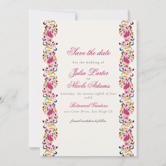 Romantisch Klassiek Pearl Swan Floral Lijst bruilo Save The Date (Voorkant)
