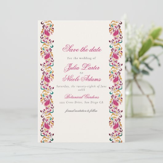 Romantisch Klassiek Pearl Swan Floral Lijst bruilo Save The Date (Staand voorkant)