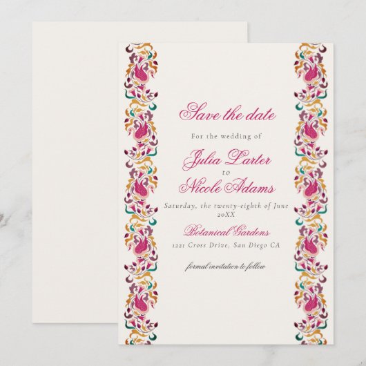 Romantisch Klassiek Pearl Swan Floral Lijst bruilo Save The Date (Voorkant / Achterkant)