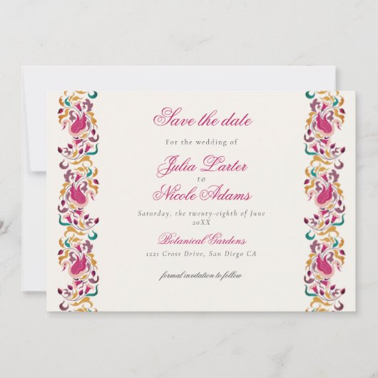 Romantisch Klassiek Pearl Swan Floral Lijst bruilo Save The Date (Voorkant)