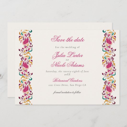 Romantisch Klassiek Pearl Swan Floral Lijst bruilo Save The Date (Voorkant / Achterkant)