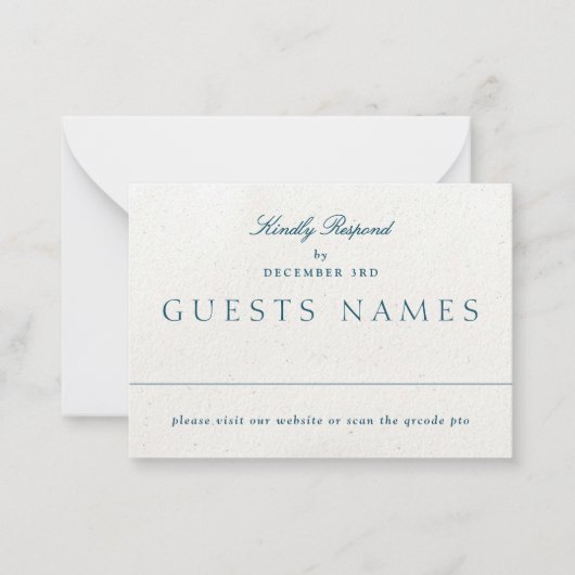 Romantisch klassieke bruiloft QR CODE RSVP Notitiekaartje (Voorkant)