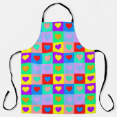 Romantisch Kleurrijk Hartpatroon Pop Art Schort (Voorkant)