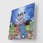 Romantisch konijn - Moon - zuidwestklokje Vierkante Klok (Hoek)