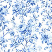 Romantisch Koninklijk Blauwe Toile de Jouy Huwelij Programmakaart