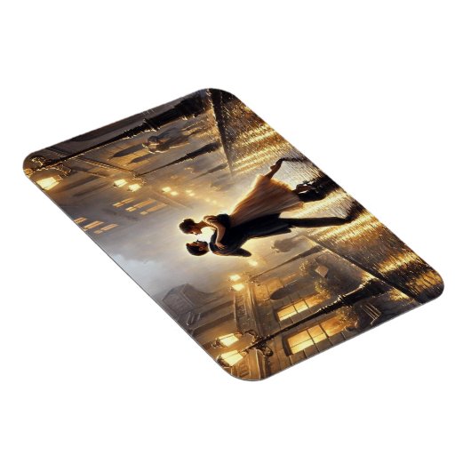 Romantisch koppel danst in de regen magneet (Rechterzijde)