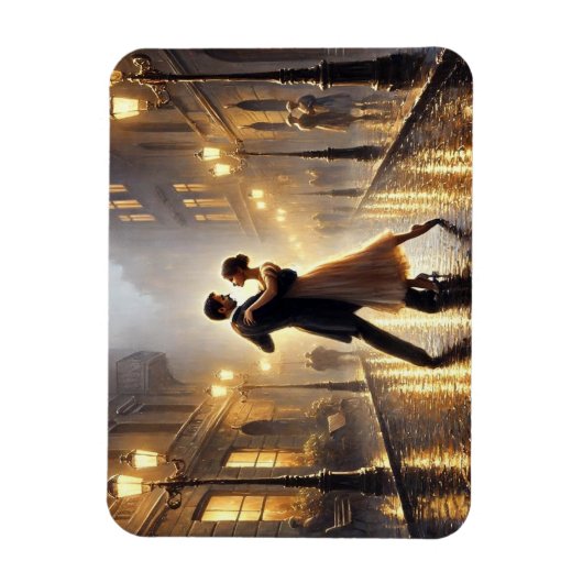 Romantisch koppel danst in de regen magneet (Verticaal)