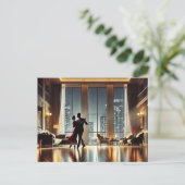 Romantisch koppel danst in New York Highrise Briefkaart (Staand voorkant)