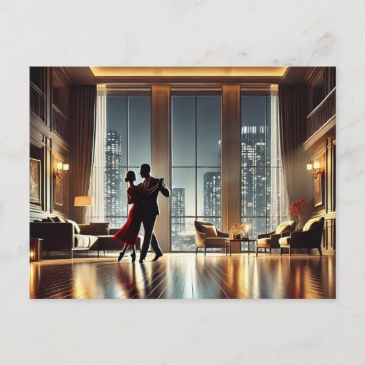 Romantisch koppel danst in New York Highrise Briefkaart (Voorkant)